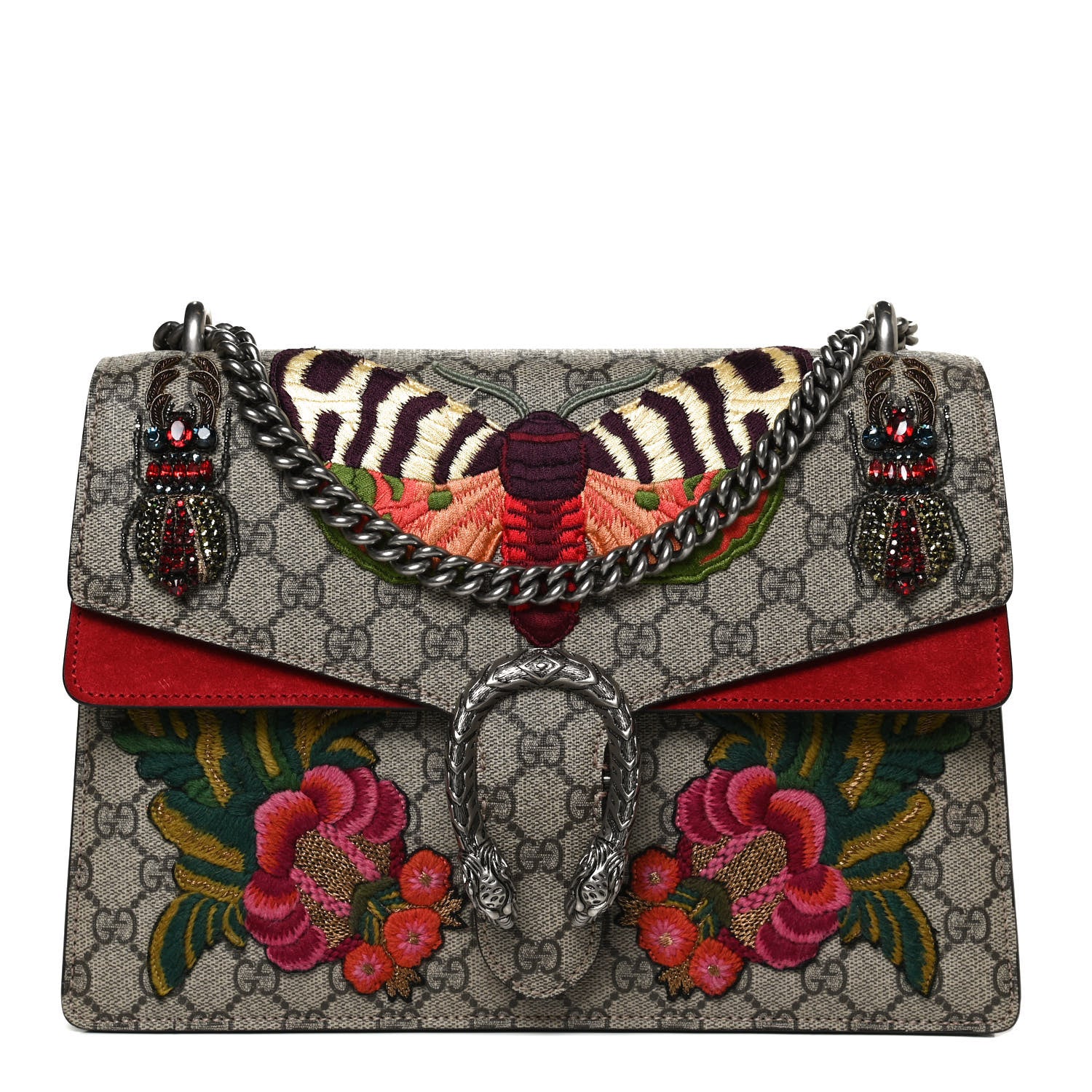 Gucci GG Supreme Monogram Embroidered Medium Dionysus Shoulder Bag Beige Hibiscus 1 of 11
