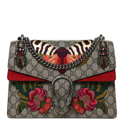 Gucci GG Supreme Monogram Embroidered Medium Dionysus Shoulder Bag Beige Hibiscus 1 of 11