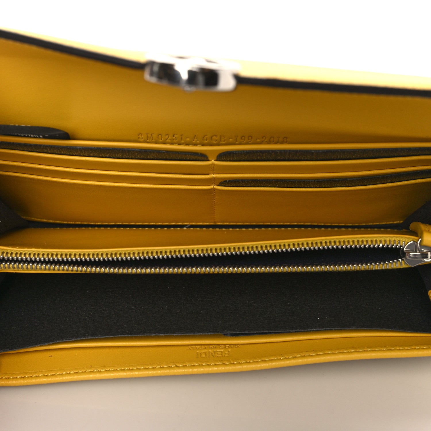 Fendi Vitello Cruise F is Fendi Bi-Color FF 1974 Embossed Continental Envelope Wallet Maya Black Sunflower 4 of 7