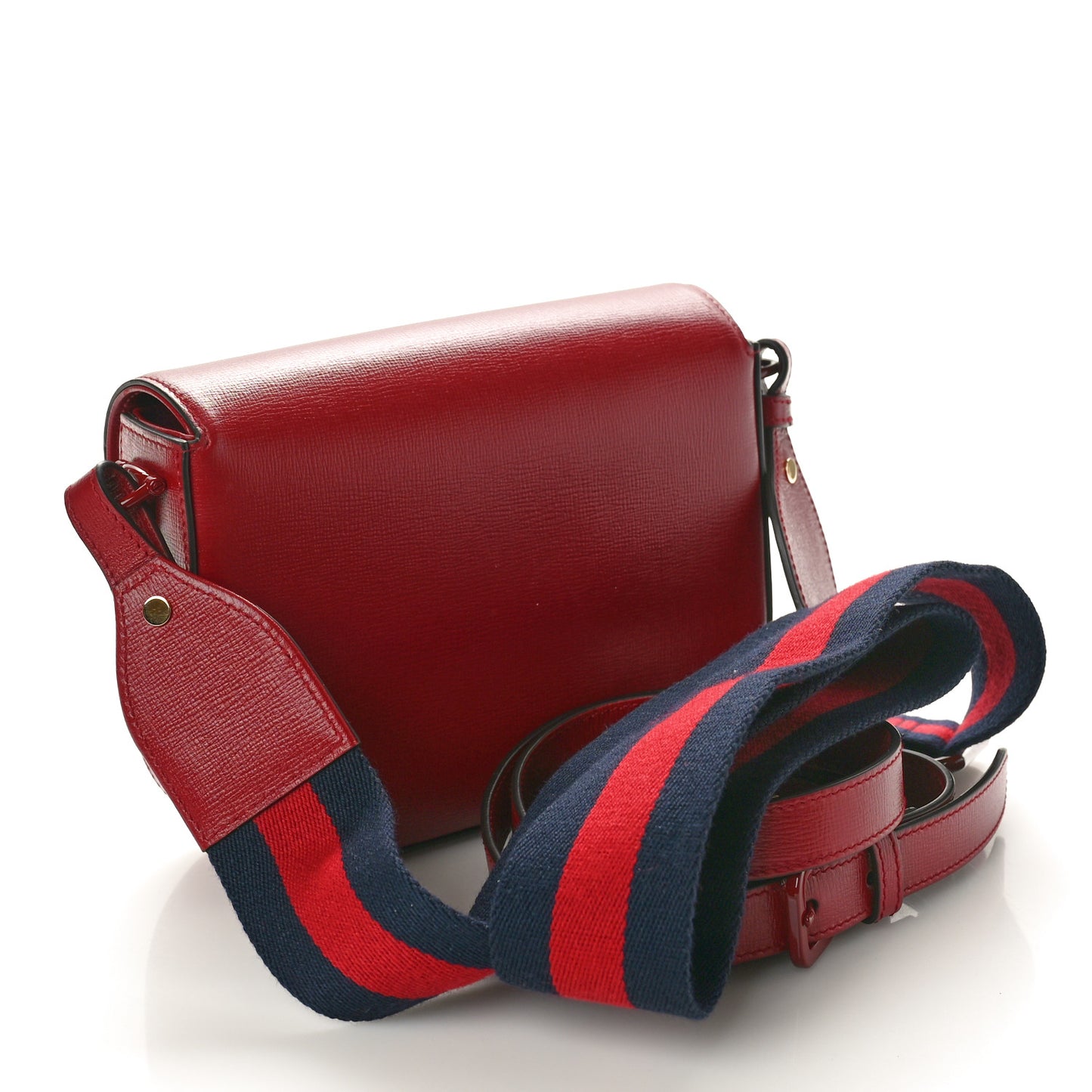 Azalea Calfskin Web Monochrome Horsebit 1955 Shoulder Bag New Cherry Red