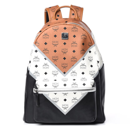 MCM Visetos Chevron Medium Colorblock Stark Backpack Cognac 1 of 10