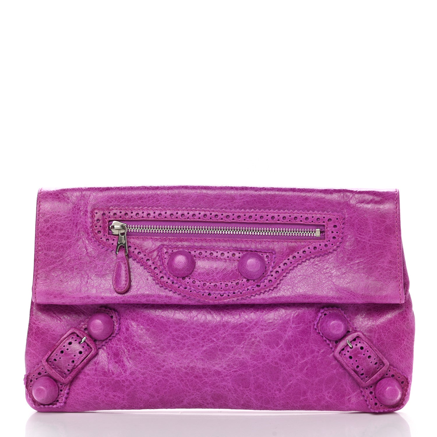 Balenciaga Agneau Giant Brogues Hardware Envelope Clutch Magenta 2 of 14