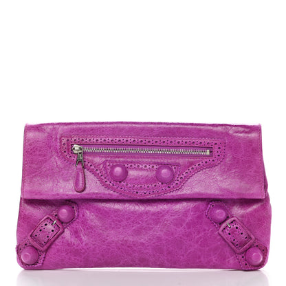 Balenciaga Agneau Giant Brogues Hardware Envelope Clutch Magenta 2 of 14