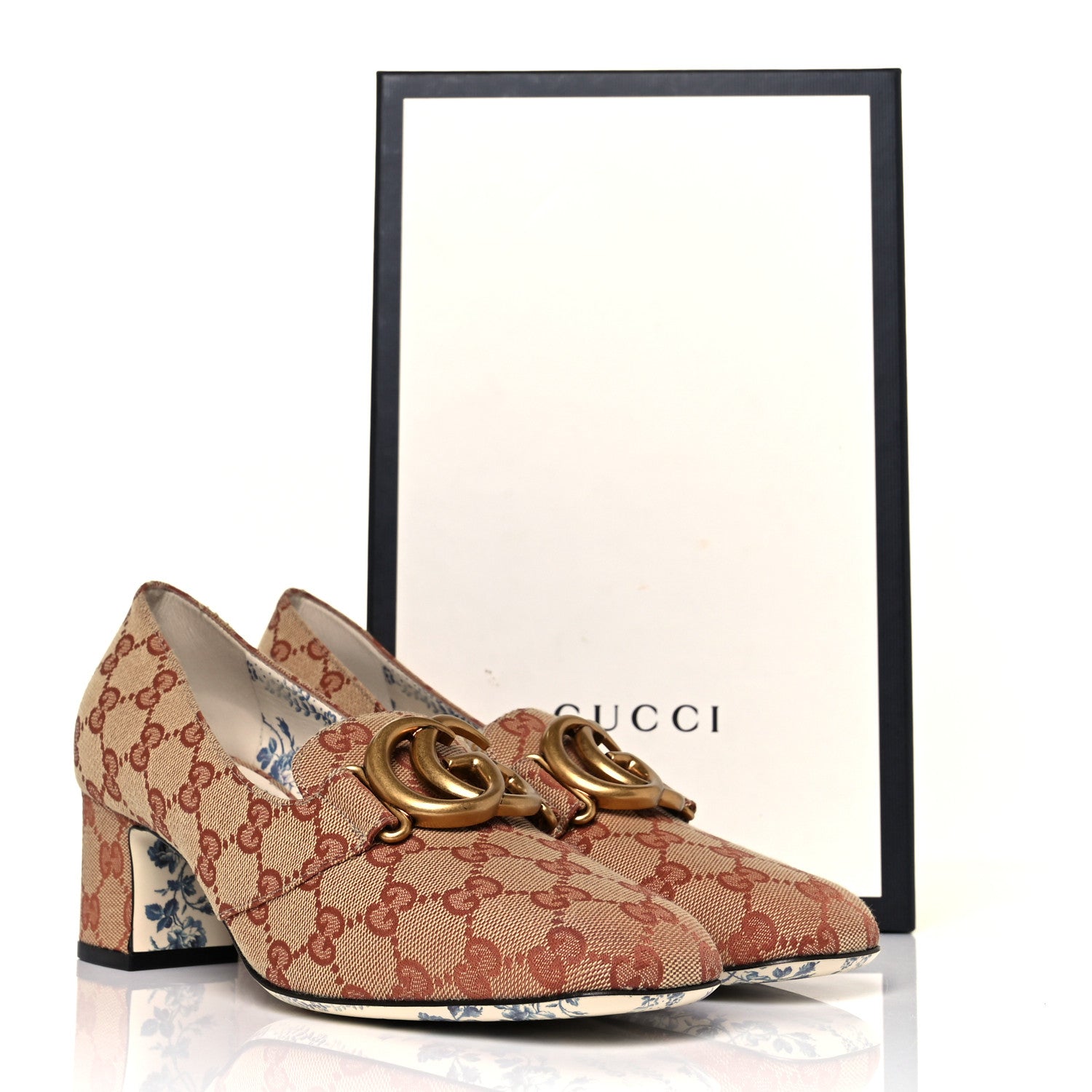 Gucci Monogram GG Victoire 55mm Loafer Pumps 39 Beige Ruggine 9 of 9