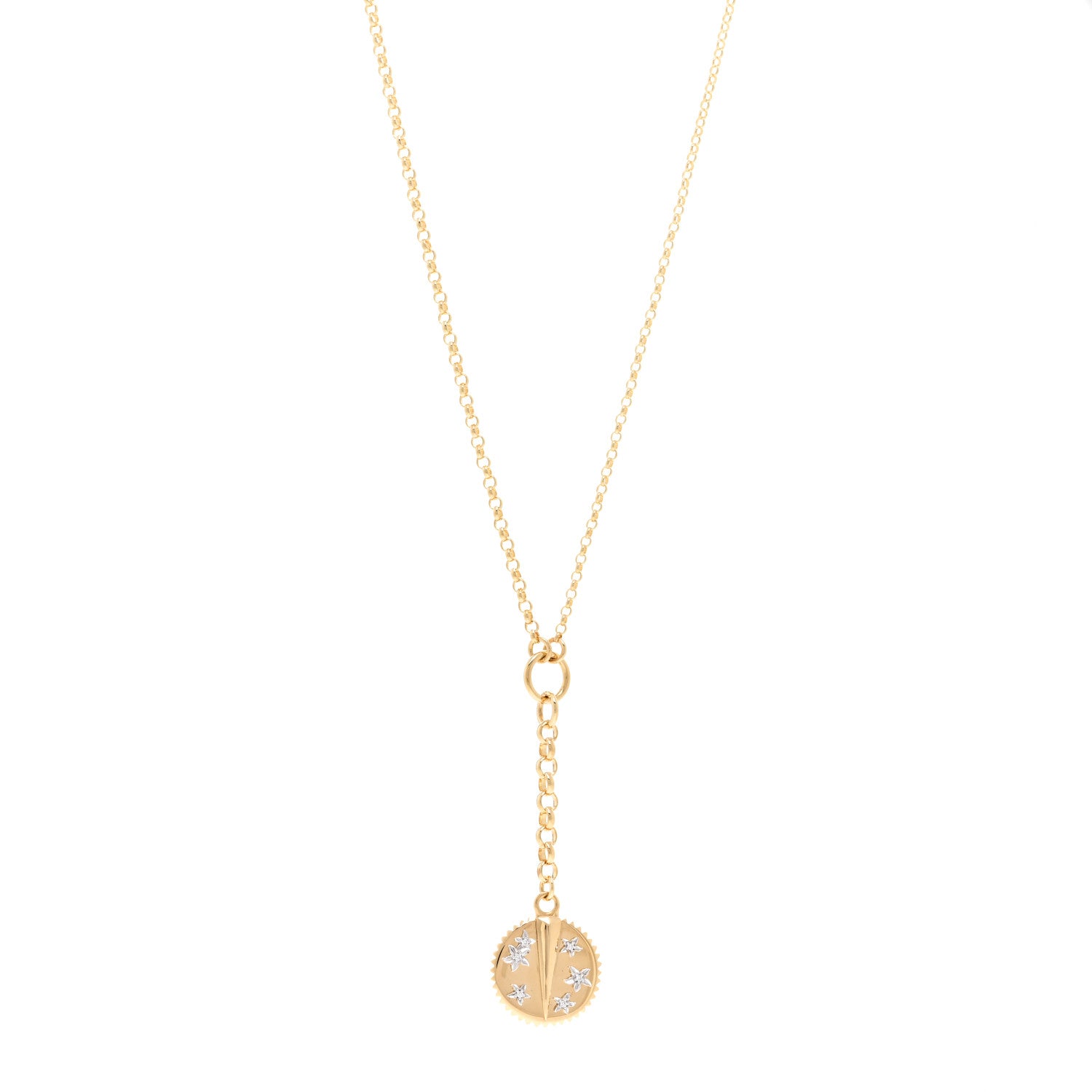 Foundrae 18K Yellow Gold Diamond Small Resilience Medallion Mixed Belcher Extension Chain Necklace 1 of 6