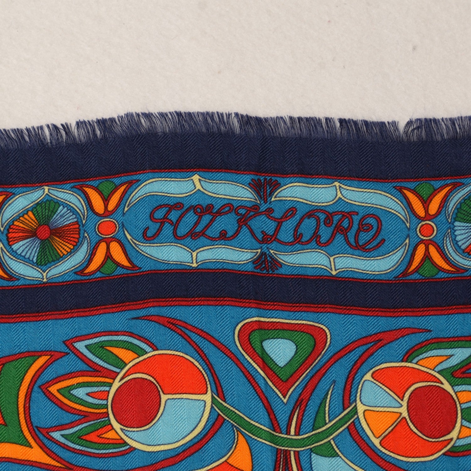 Hermes Silk Cashmere Folklore Scarf 90 6 of 7