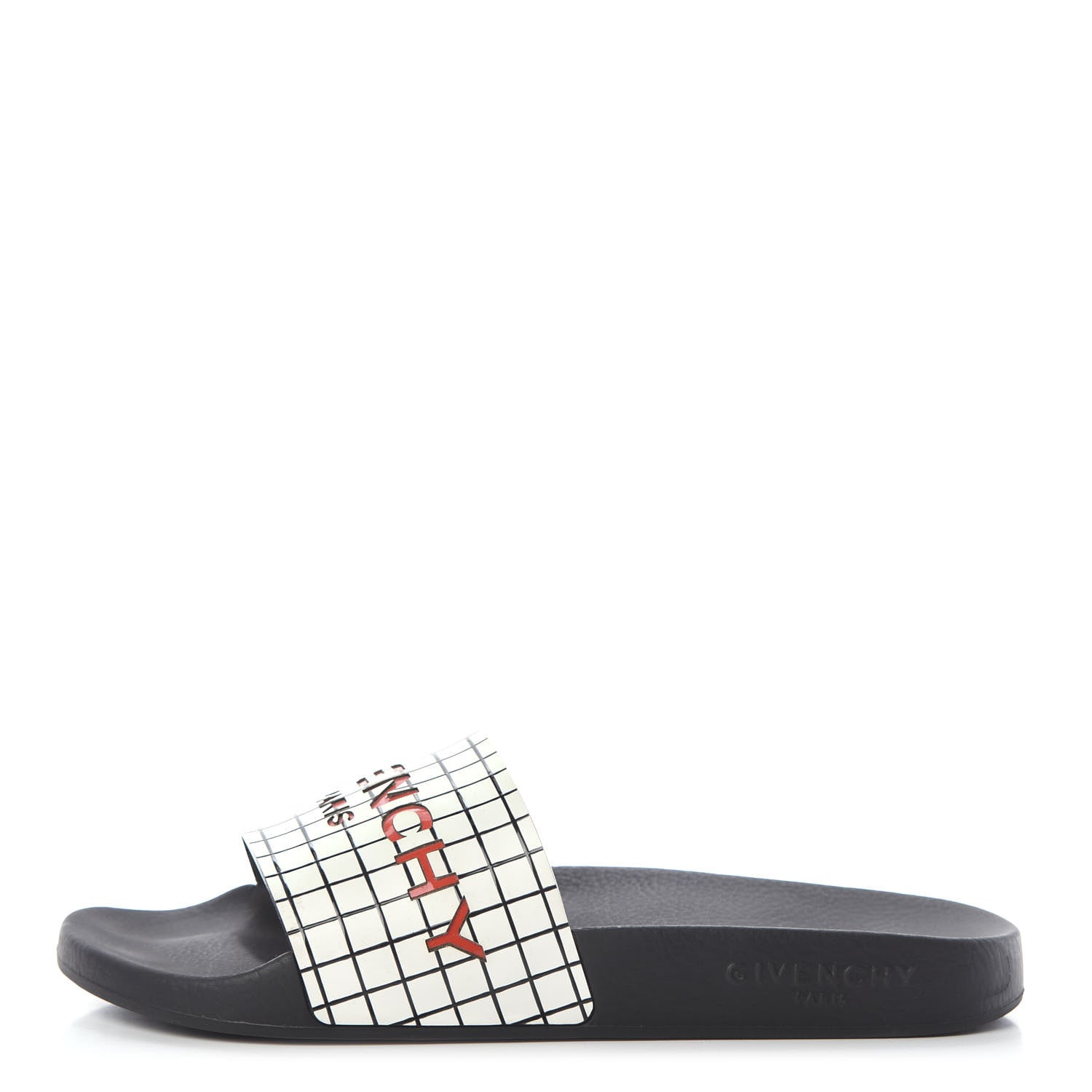 Givenchy Rubber Checkered Logo Pool Slide Sandals 38 Black 1 of 6