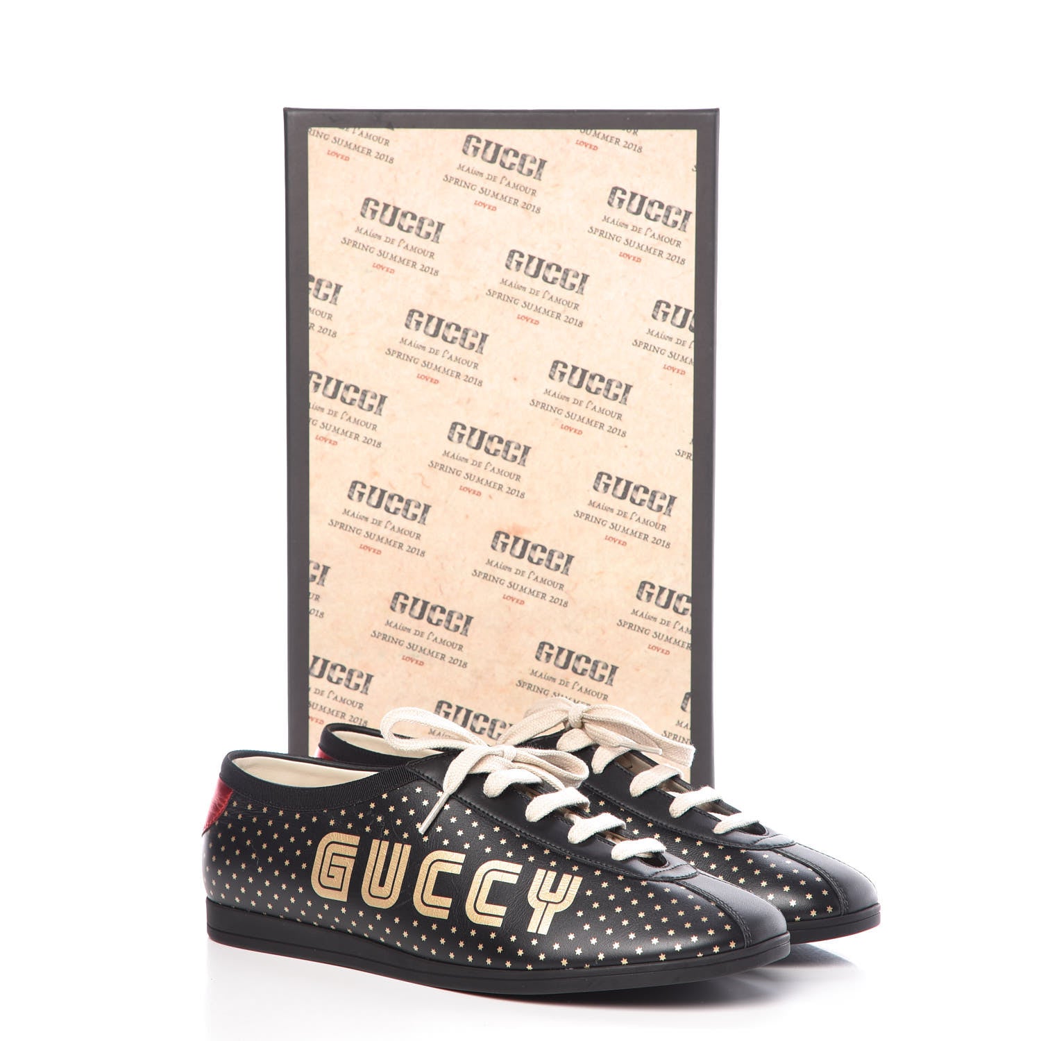 Gucci X SEGA Calfskin GUCCY Stars Mens Falacer Sneakers 8.5 Black 11 of 11