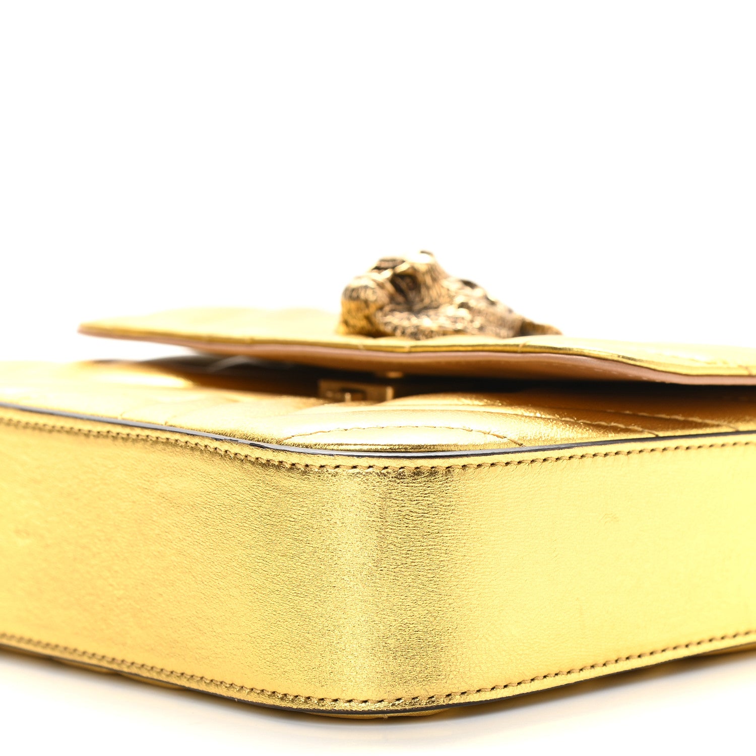 Gucci Metallic Nappa Matelasse Broadway Shoulder Bag Gold 9 of 10