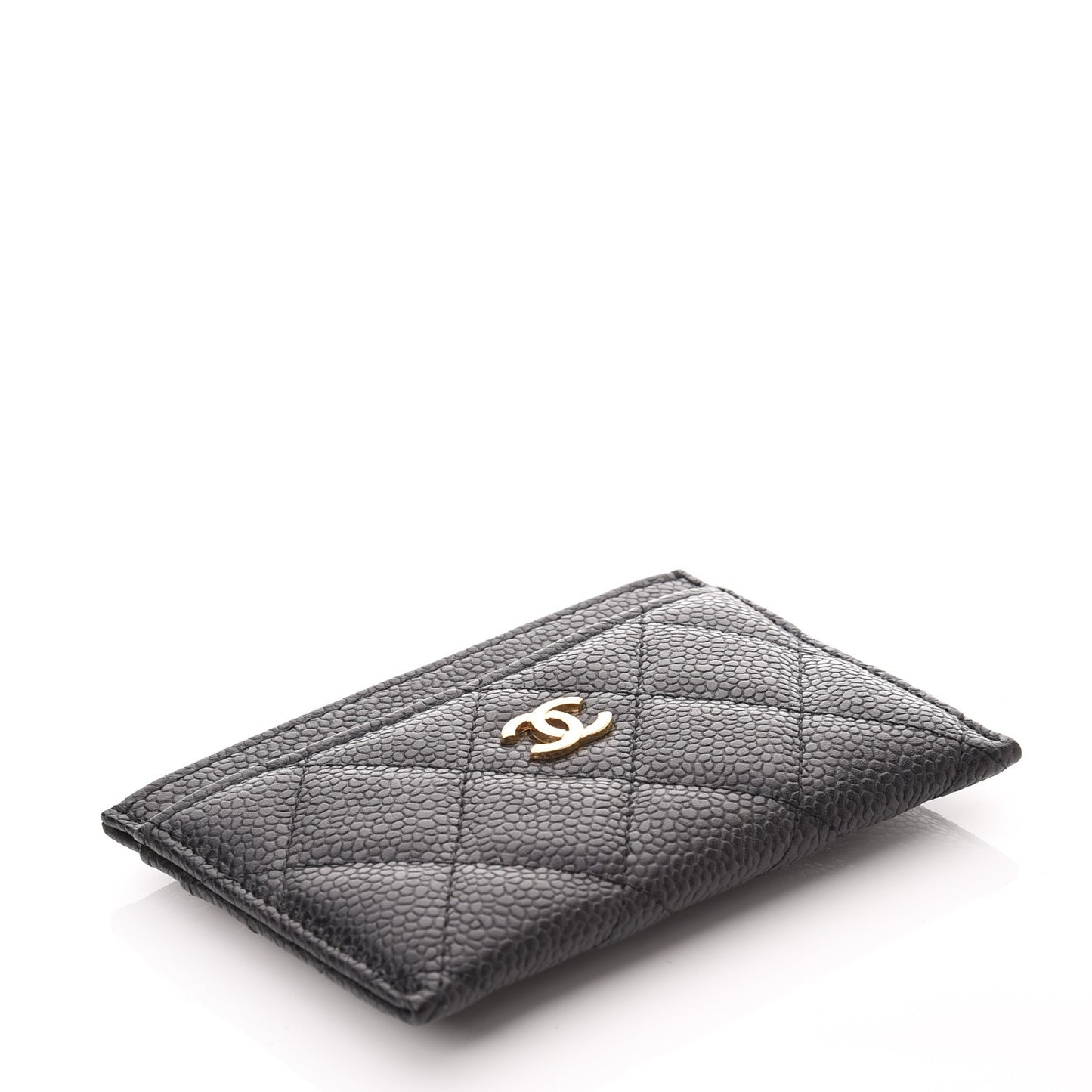 Caviar Quilted Card Holder Black