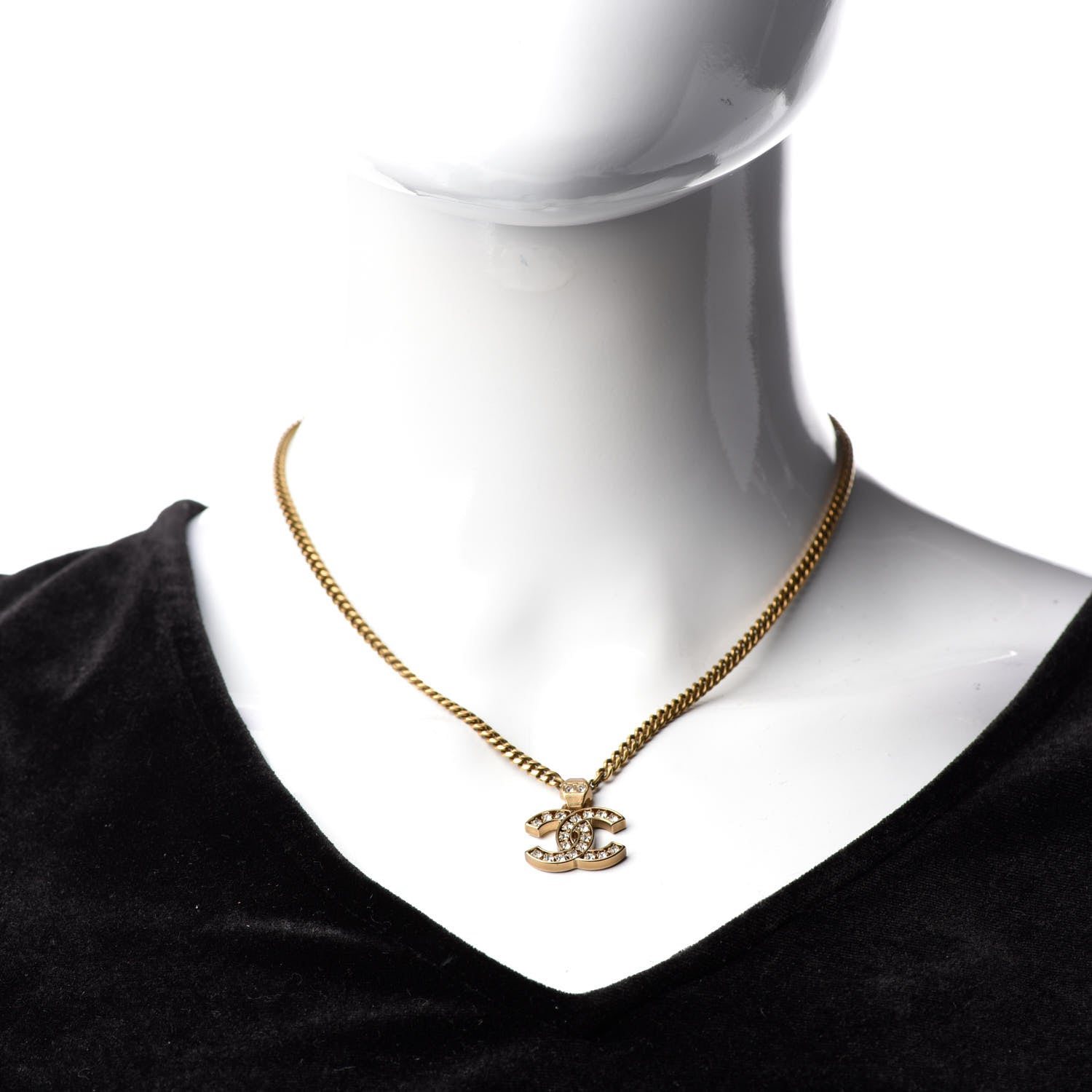 Chanel Crystal CC Necklace Gold 2 of 6