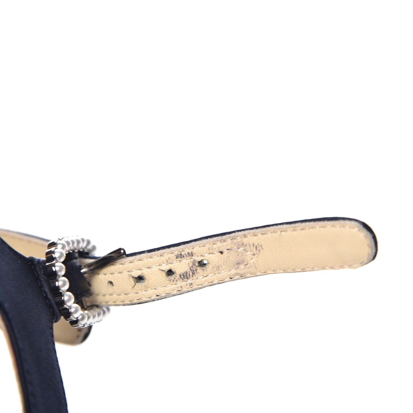 Satin Pearl Sandals 36.5 Black Navy