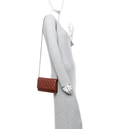 Chanel Lambskin Quilted Wallet On Chain WOC Brown 2 of 11