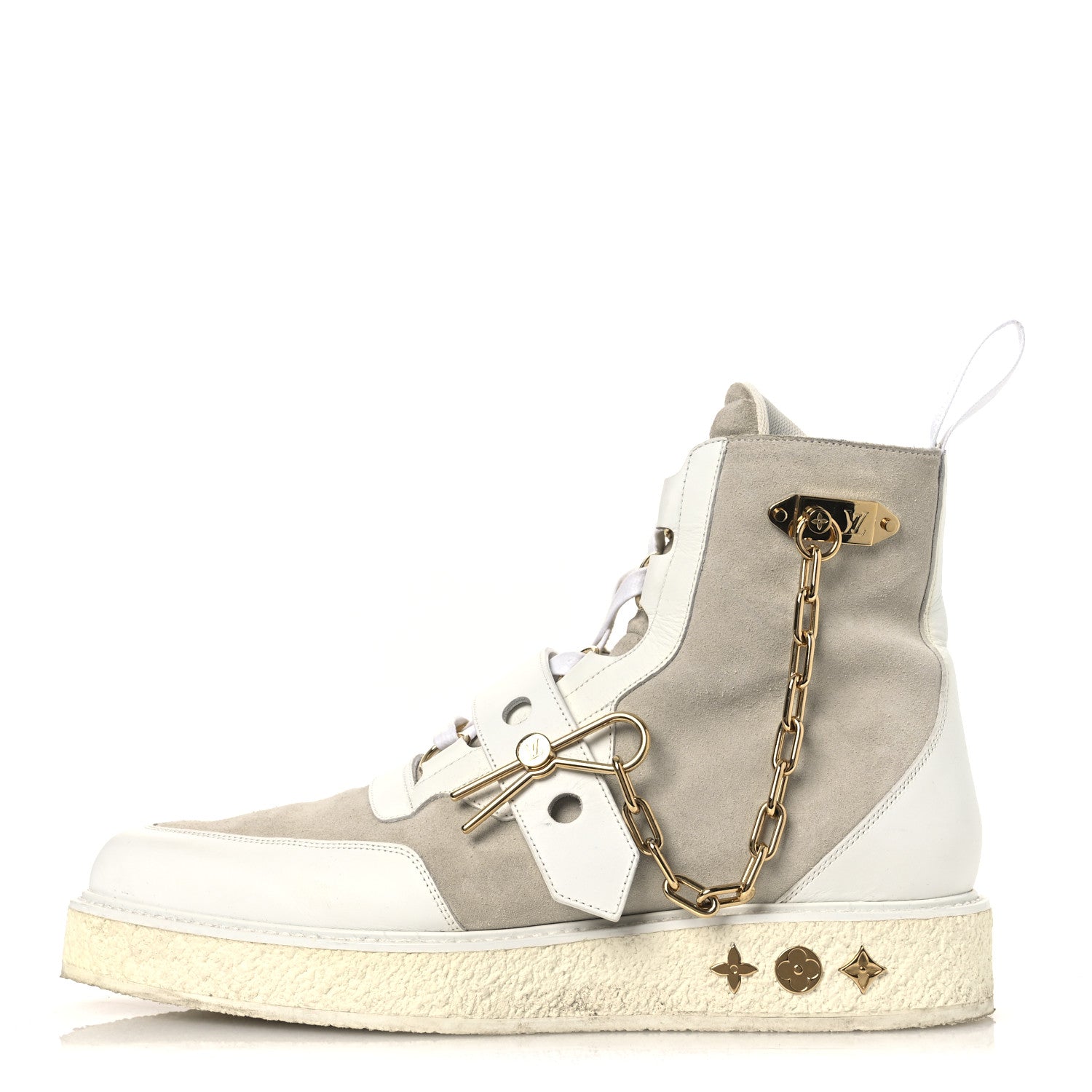 Louis Vuitton Calfskin Suede Mens Creeper Ankle Boots 9 White 1 of 15