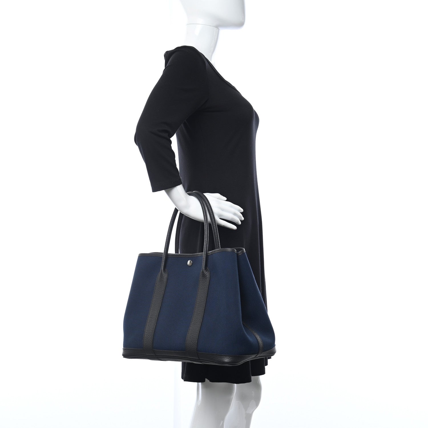 Hermes Toile Negonda Garden Party Tote 36 MM Bleu Marine Black 2 of 11