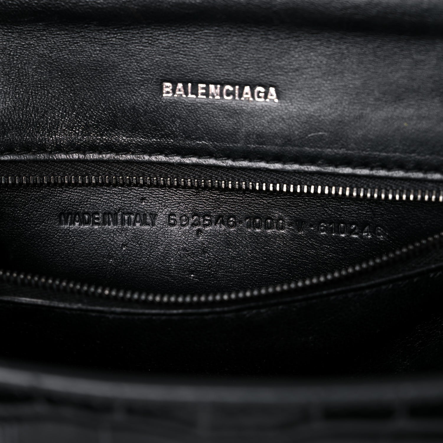 Balenciaga Shiny Calfskin Monochrome Crocodile Embossed Small Hourglass Top Handle Bag Black 7 of 21