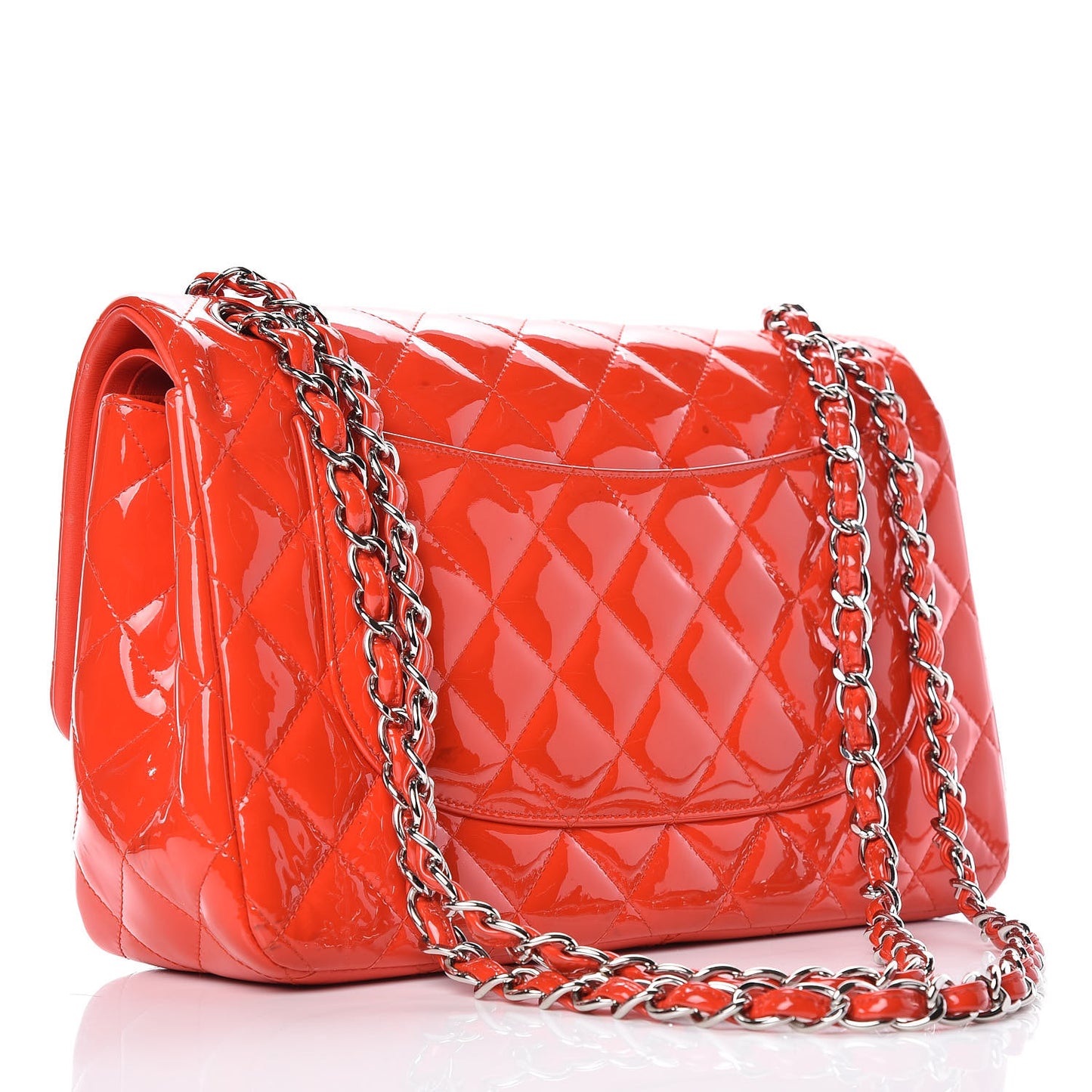 Patent Quilted Jumbo Double Flap Red