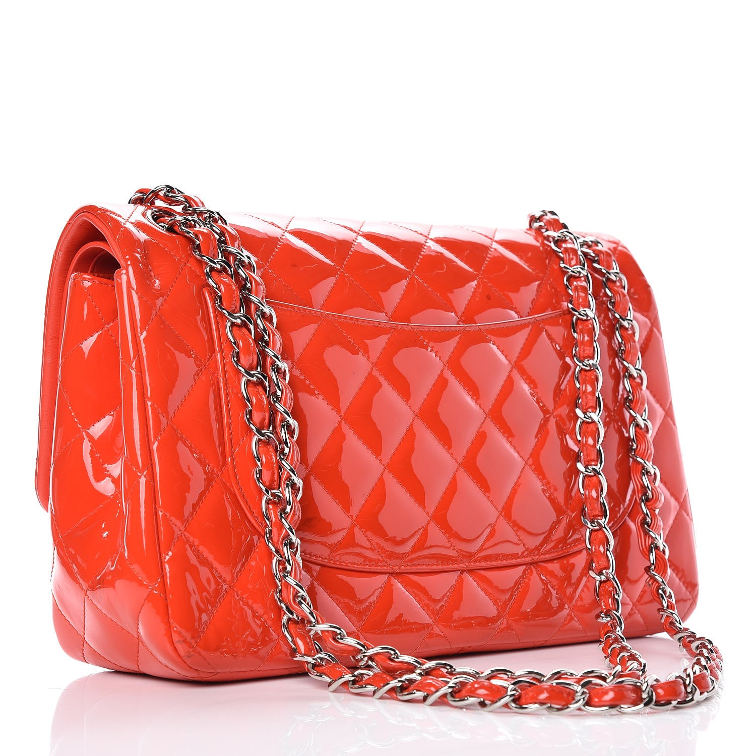 Chanel Patent Quilted Jumbo Double Flap Red 3 of 21