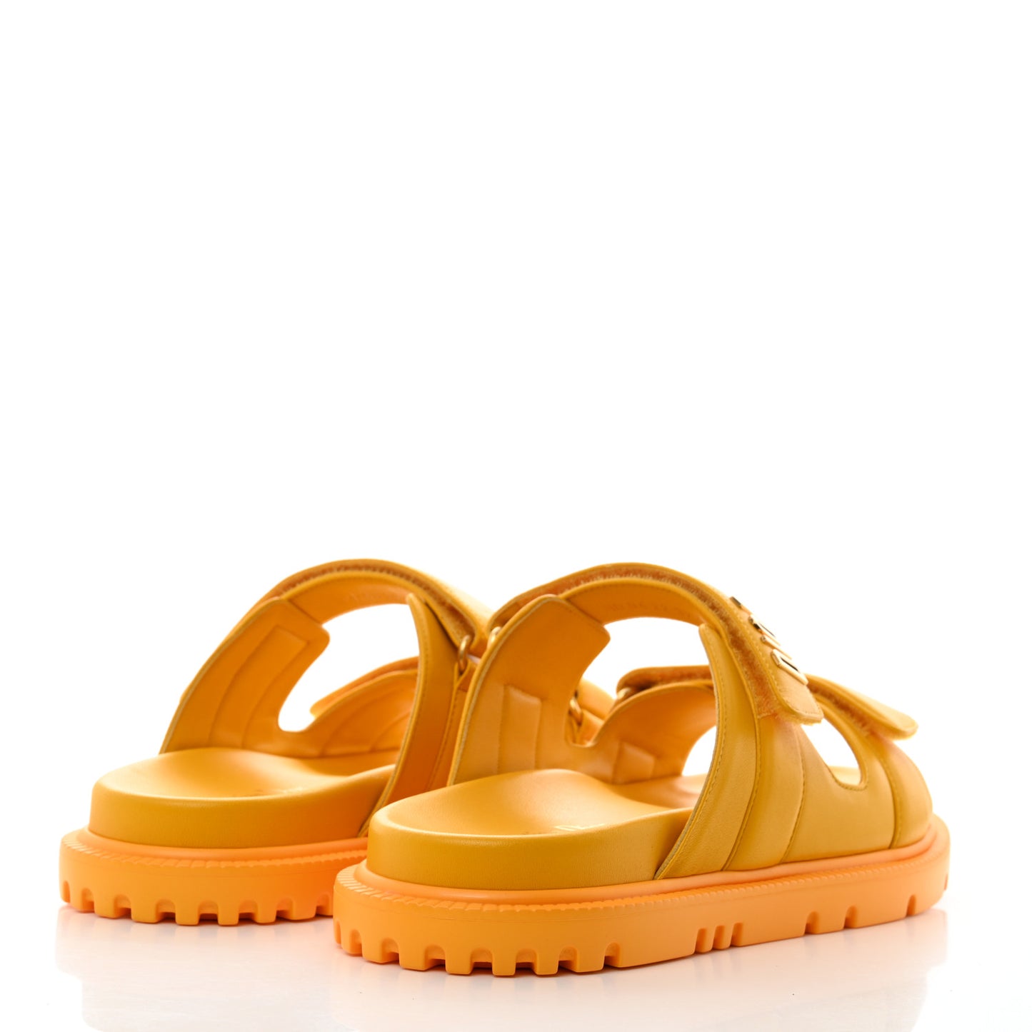 Lambskin Dioract 10mm Slide Sandals 39.5 Amber Yellow