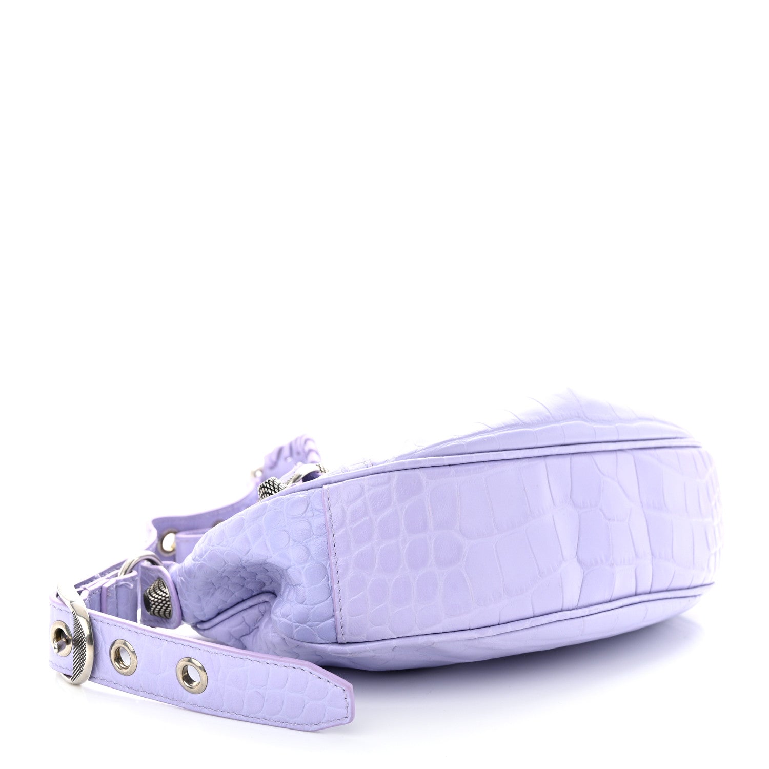 Balenciaga Extra Supple Calfskin Crocodile Embossed Le Cagole Shoulder Bag XS Lilac 4 of 10