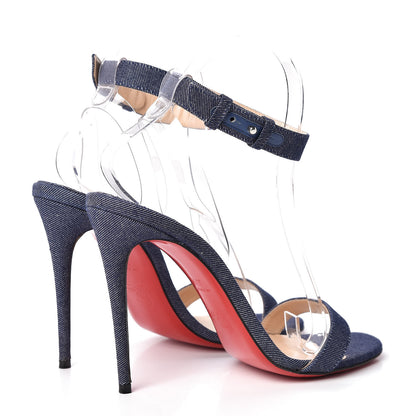 Christian Louboutin Denim PVC Jonatina 100 Sandals 37.5 Blue Transparent 4 of 14