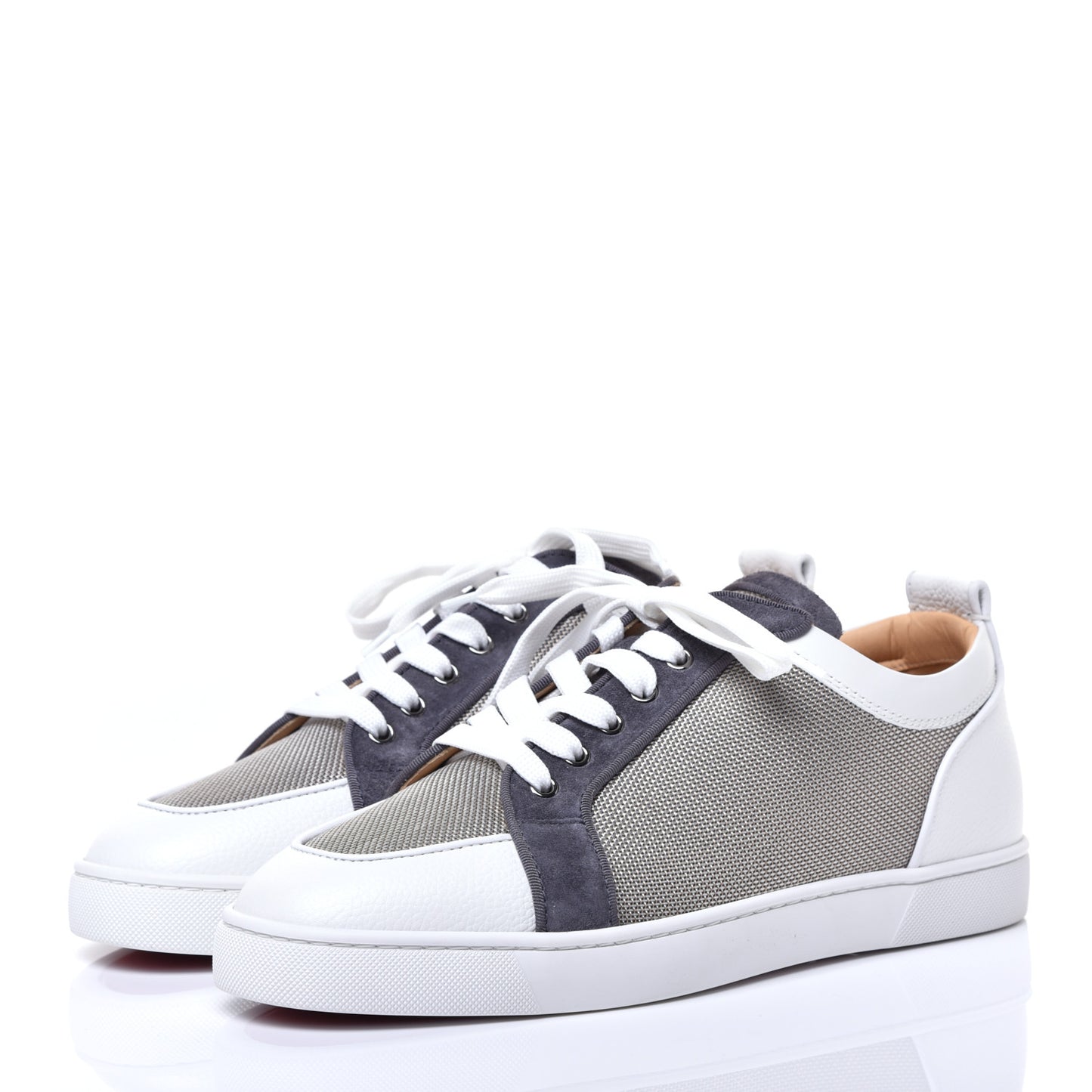 Calfskin Mens Rantulow Orlato Flat Sneakers 44 White Grey