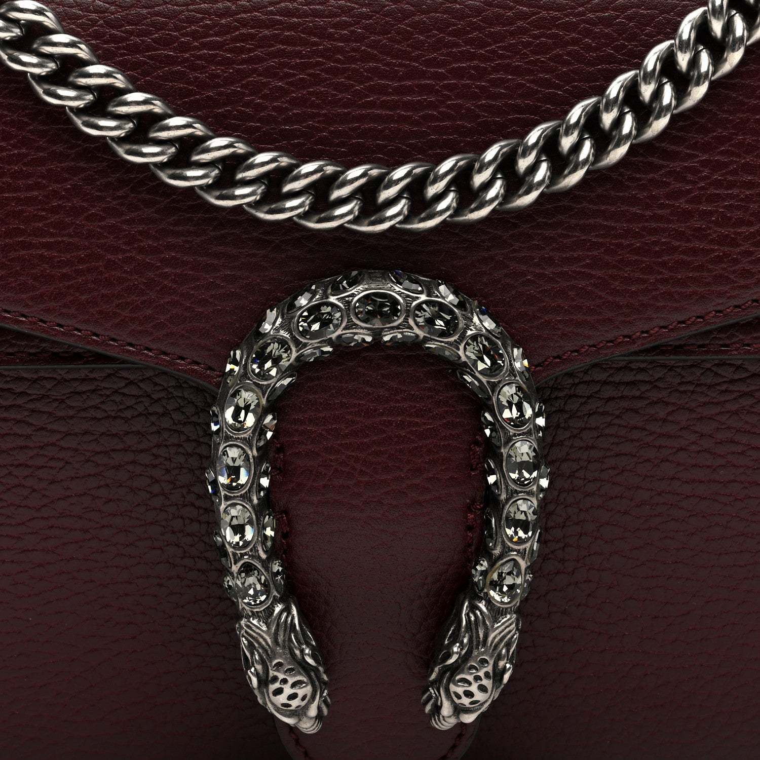 Gucci Dollar Calfskin Crystal Small Dionysus Shoulder Bag Vintage Bordeaux 8 of 10