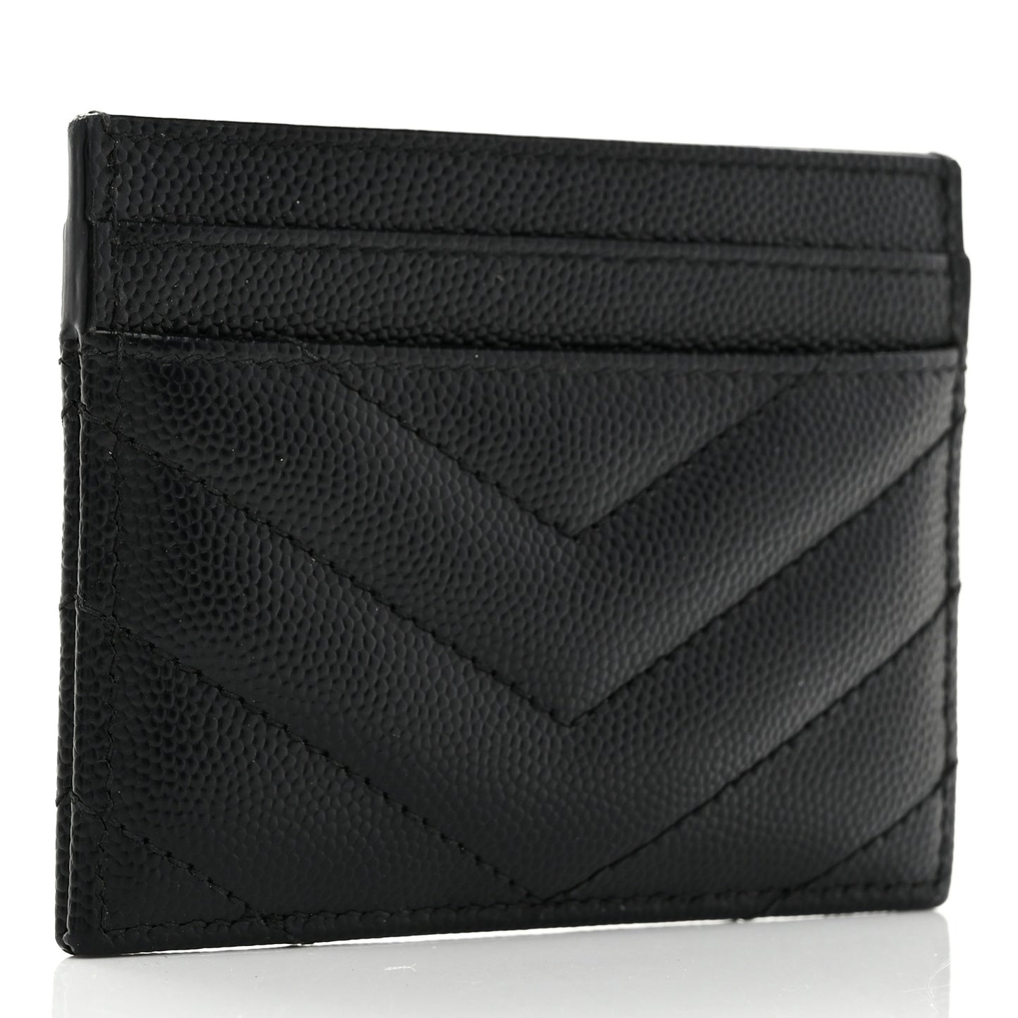Grain De Poudre Matelasse Chevron Monogram Credit Card Case Black