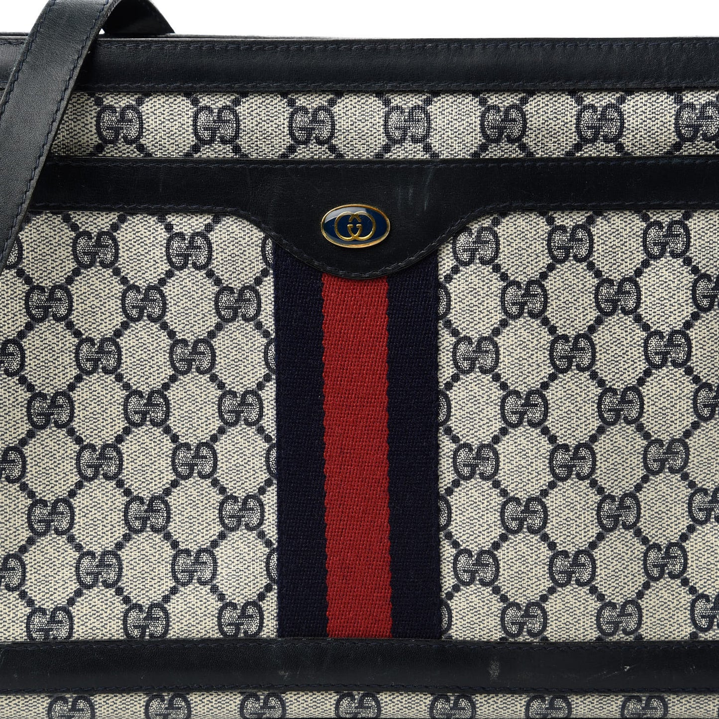 GG Plus Monogram Canvas Web Shoulder Bag Blue