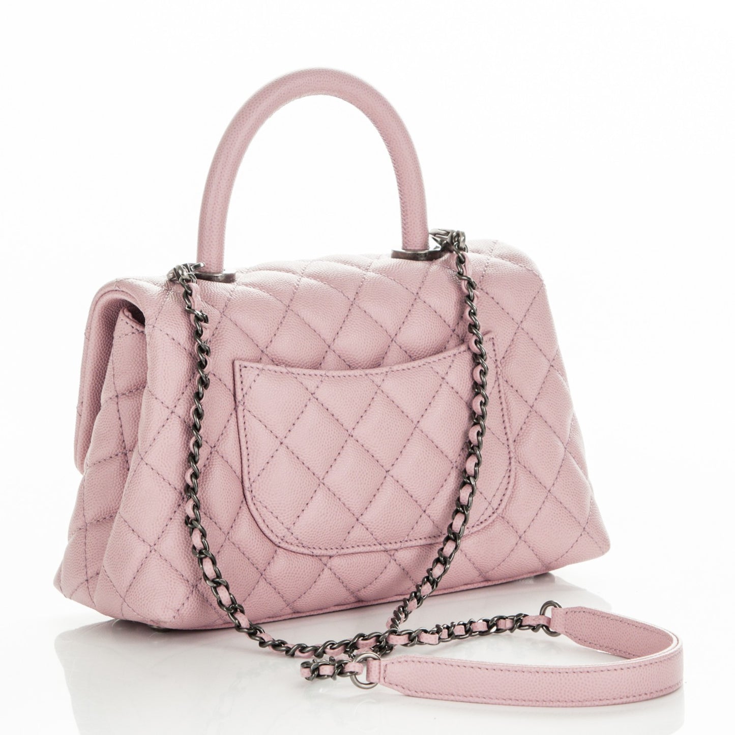 Caviar Quilted Mini Coco Handle Flap Light Pink