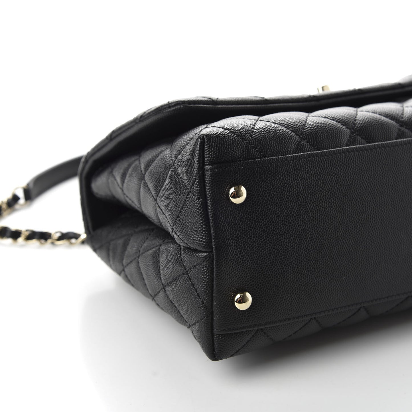 Caviar Quilted Small Coco Handle Flap Black
