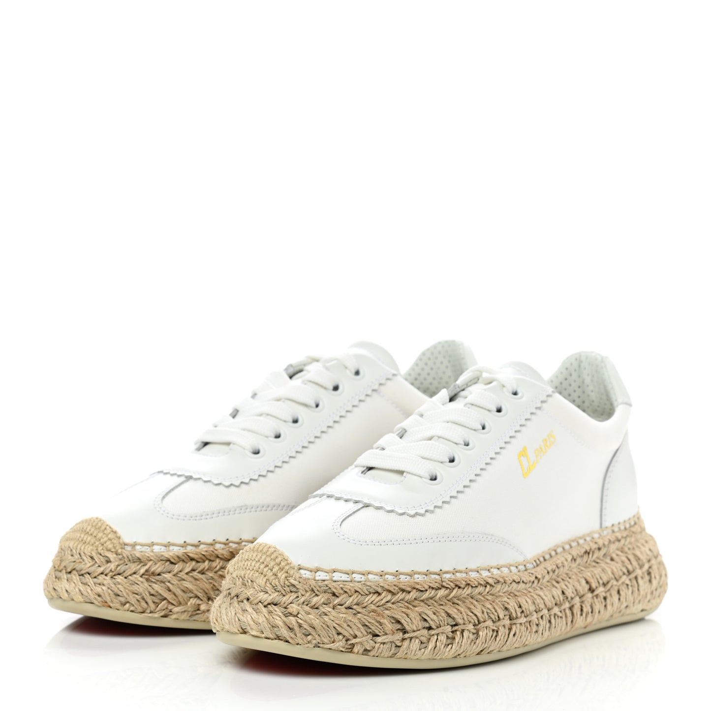 Toile Calfskin Espasneak Flat Sneaker 38 Ivory