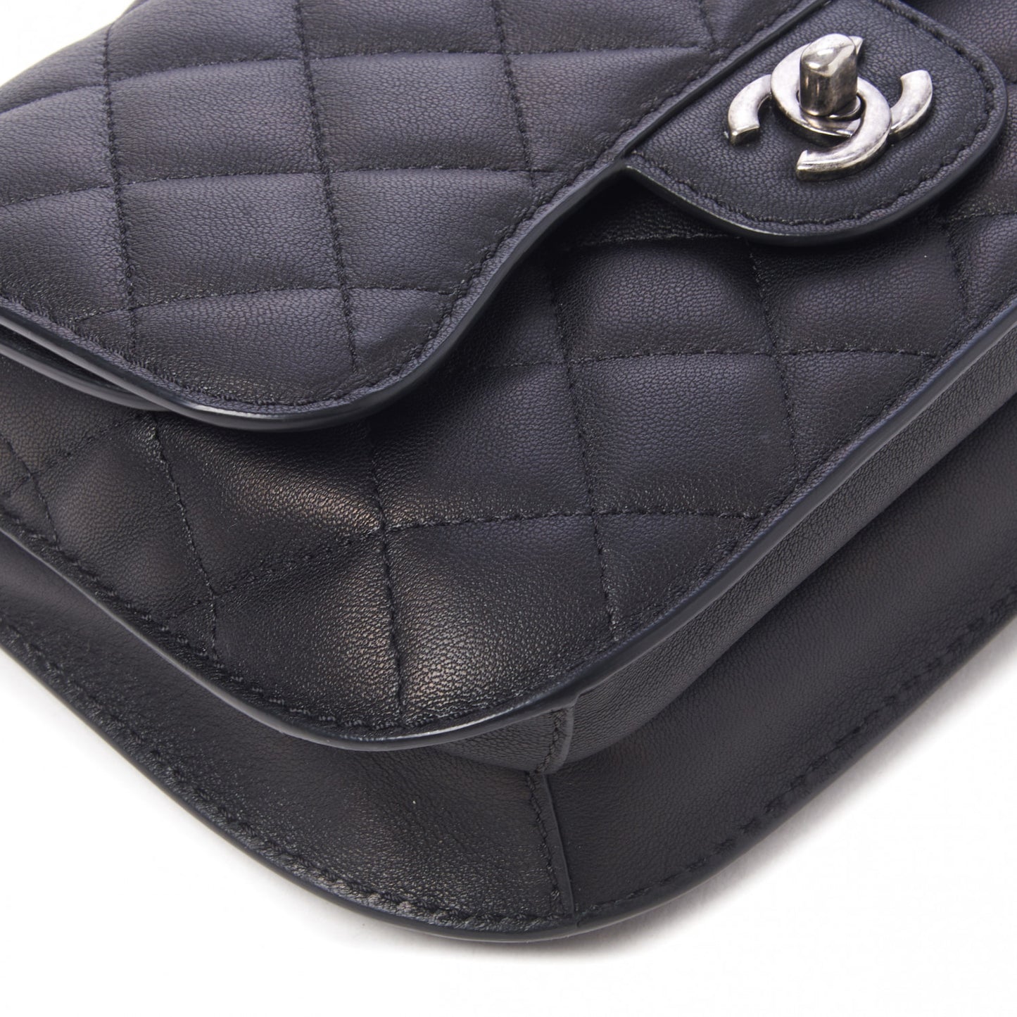 Lambskin Quilted Small Natural CC Flap Black