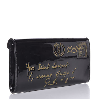 Saint Laurent Patent Y-Mail Clutch Black 4 of 7