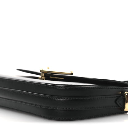 Prada Soft Calfskin Metal Triangle Logo Flap Shoulder Bag Black 10 of 12