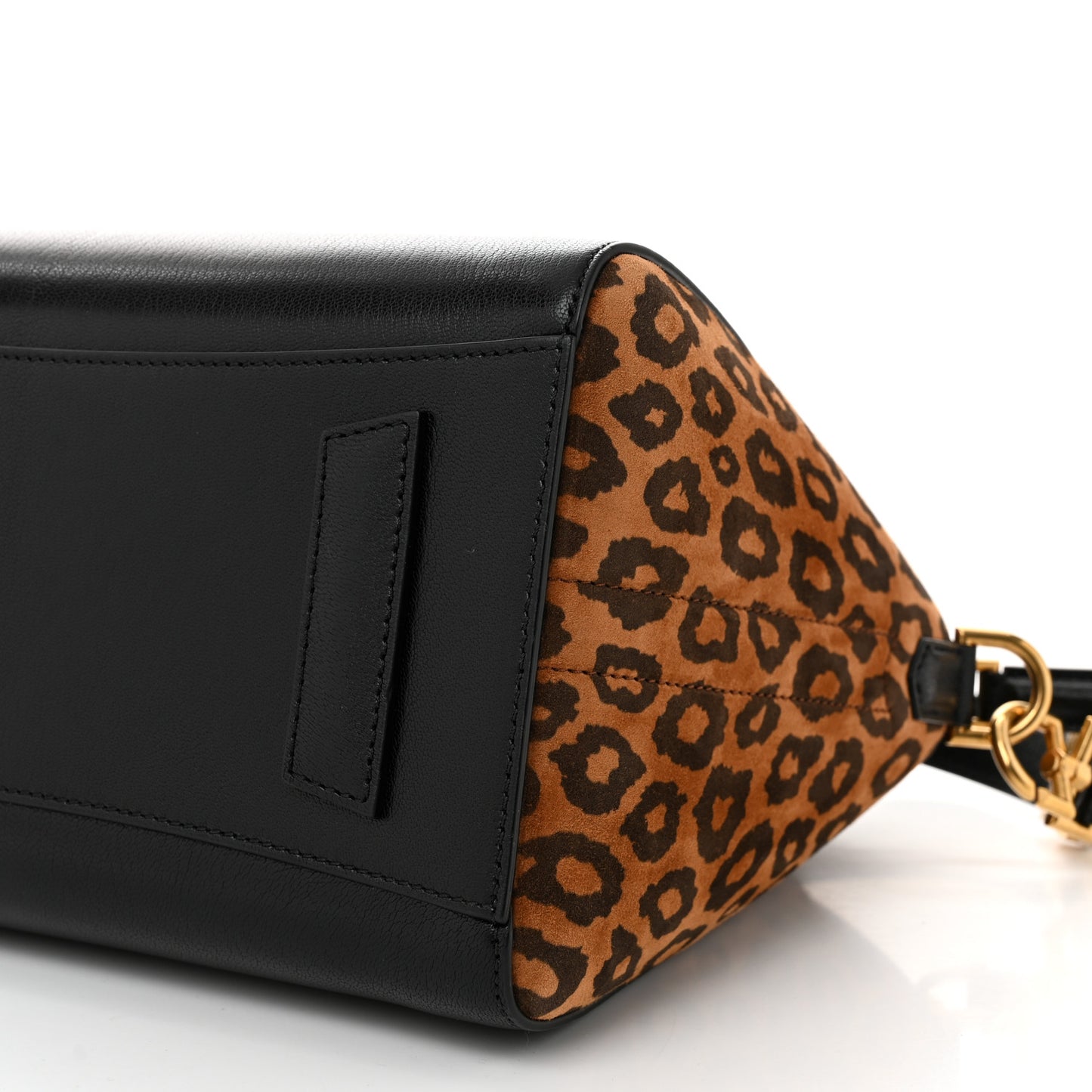Calfskin Suede Leopard Print Small Antigona Black