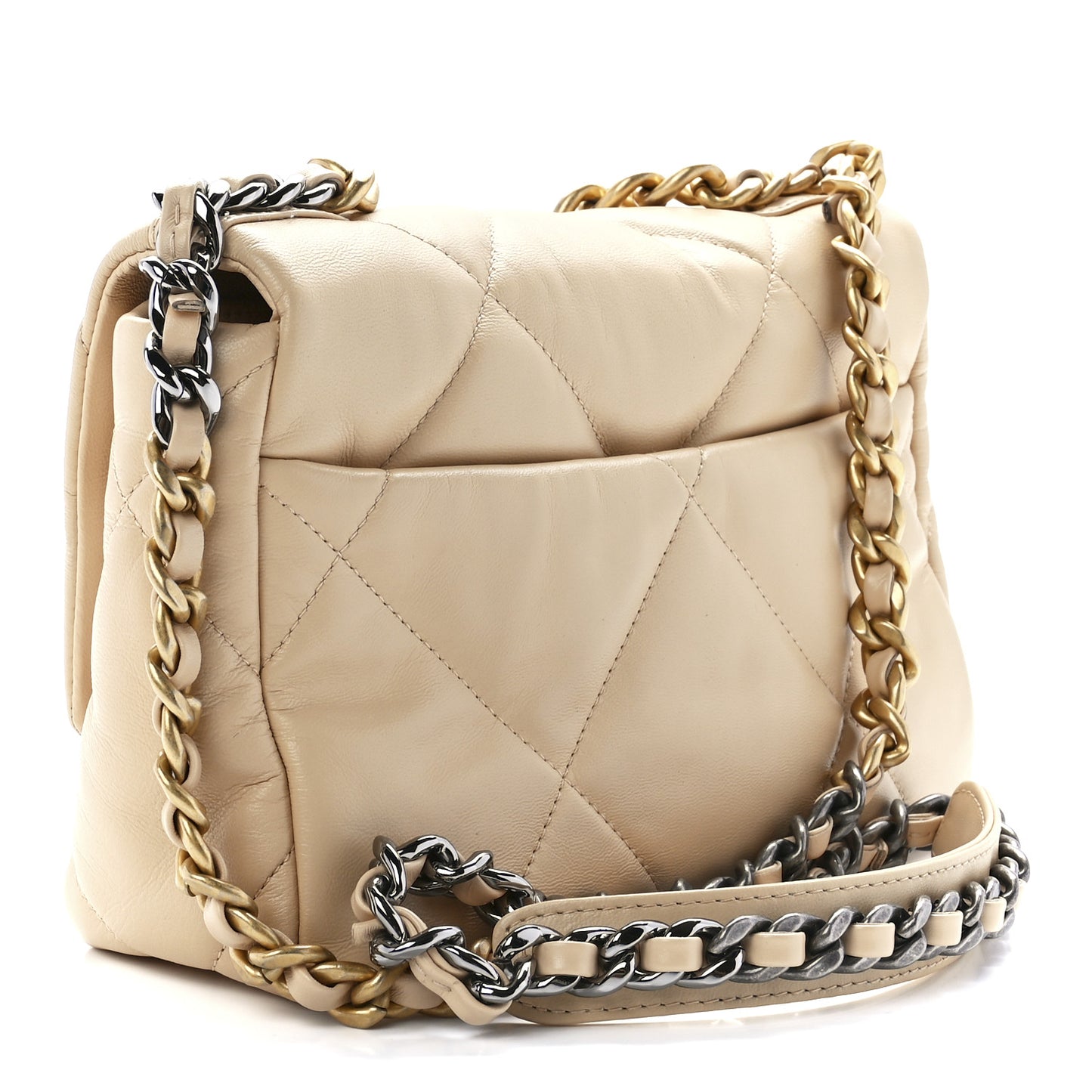 Lambskin Quilted Medium Chanel 19 Flap Light Beige