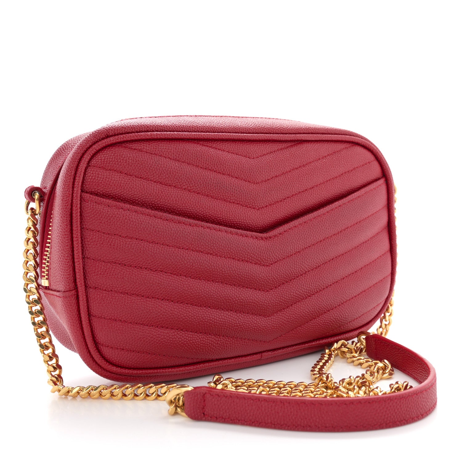 Saint Laurent Grain De Poudre Matelasse Monogram Mini Lou Camera Bag Eros Red 3 of 11