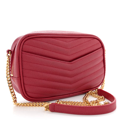 Saint Laurent Grain De Poudre Matelasse Monogram Mini Lou Camera Bag Eros Red 3 of 11