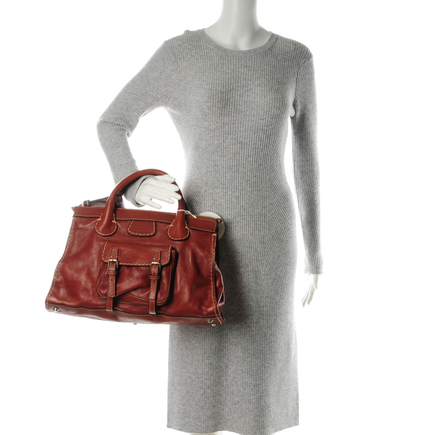 Chloe Calfskin Edith Satchel Whiskey 2 of 7