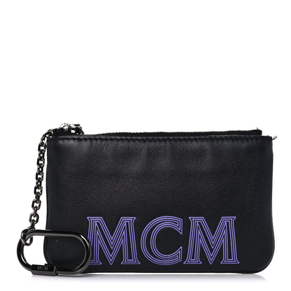 MCM Nappa Logo Embossed Mini Zip Pouch Black 1 of 12