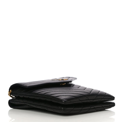 Saint Laurent Lambskin Matelasse Monogram Double Flap Bag Black 4 of 15