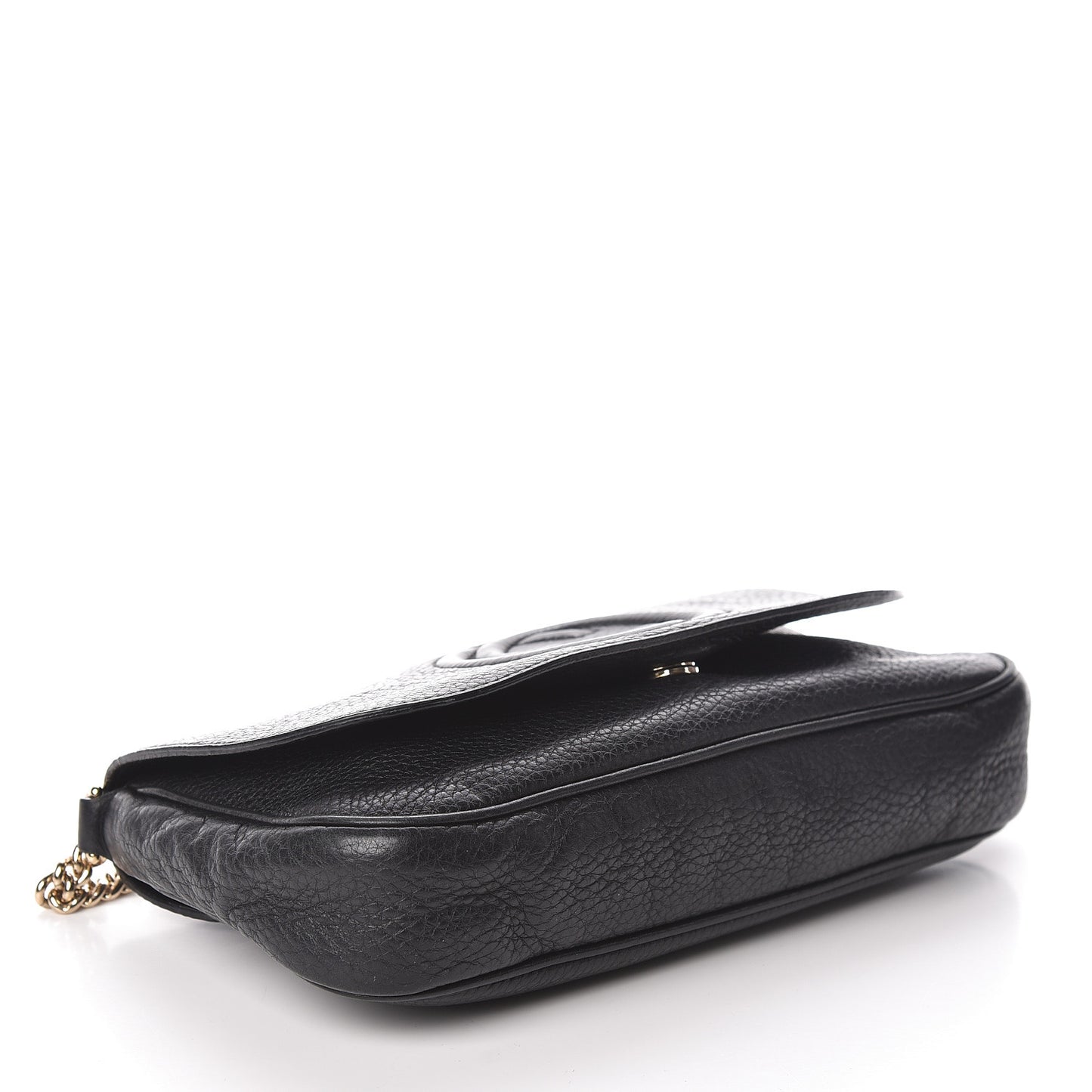 Pebbled Calfskin Medium Soho Flap Crossbody Black