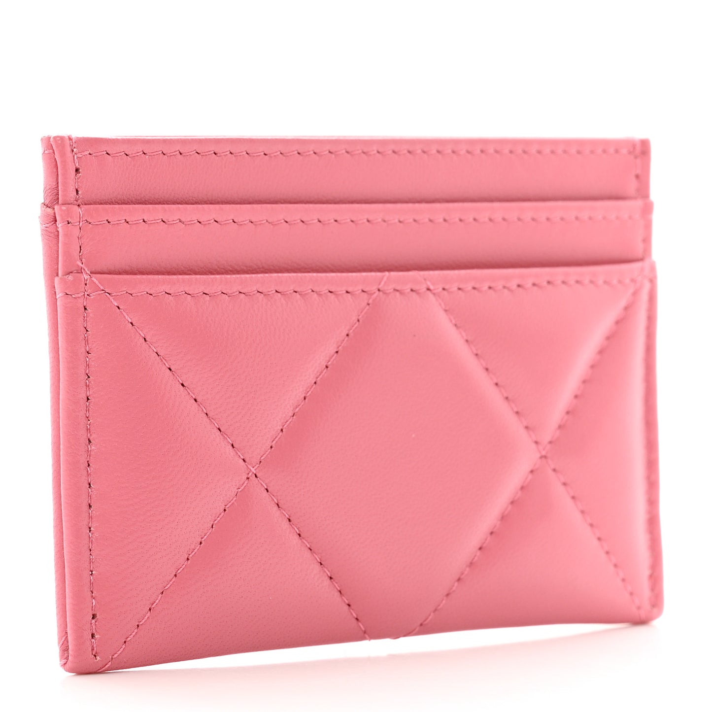 Lambskin Quilted Chanel 19 Card Holder Pink