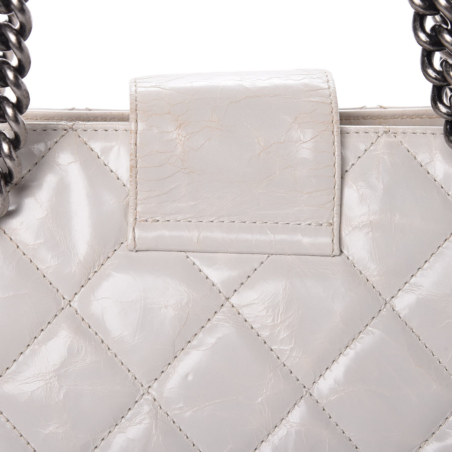 Chanel Glazed Crackled Calfskin Small Reissue Tote White 12 of 20