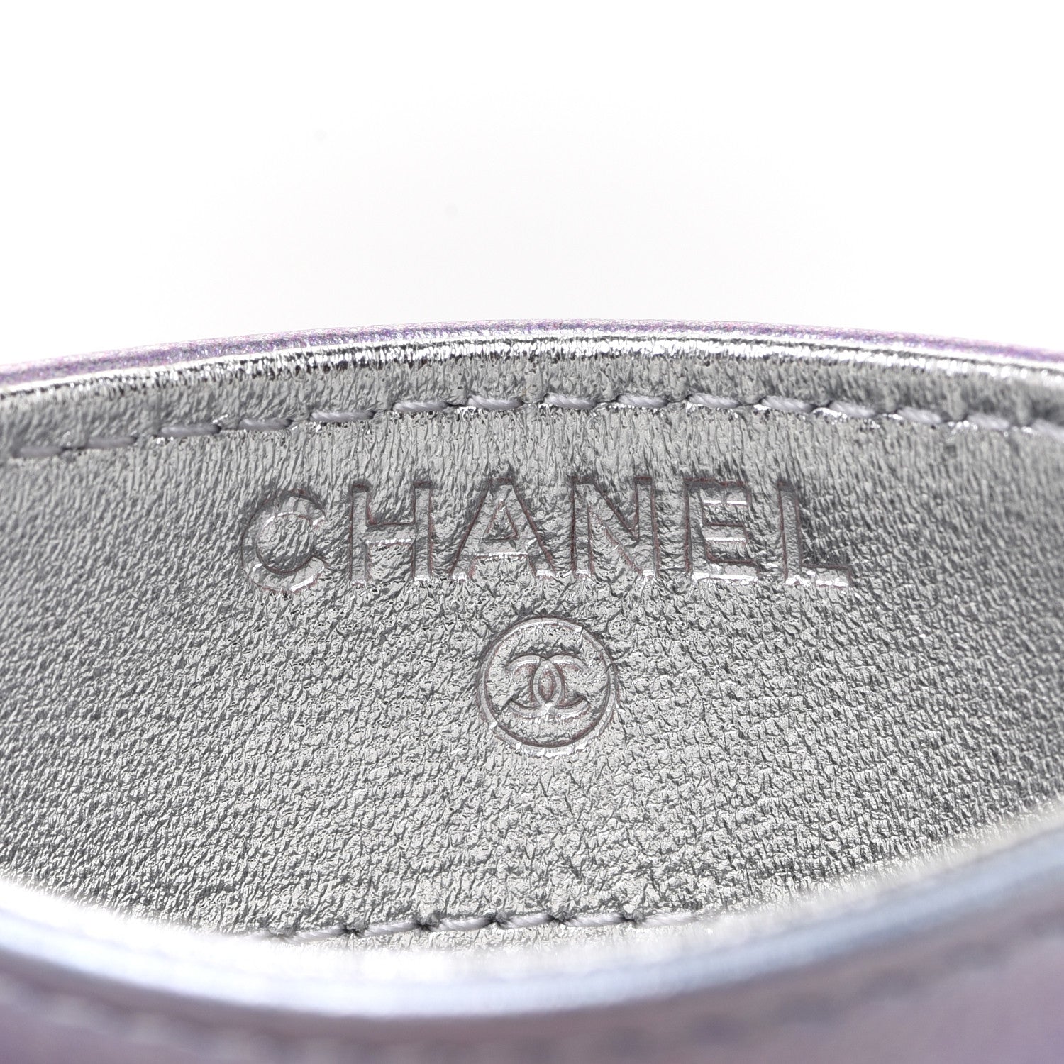 Chanel Gradient Metallic Calfskin Quilted Card Holder Silver Blue Yellow Purple 6 of 9