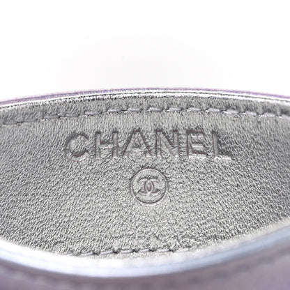 Chanel Gradient Metallic Calfskin Quilted Card Holder Silver Blue Yellow Purple 6 of 9