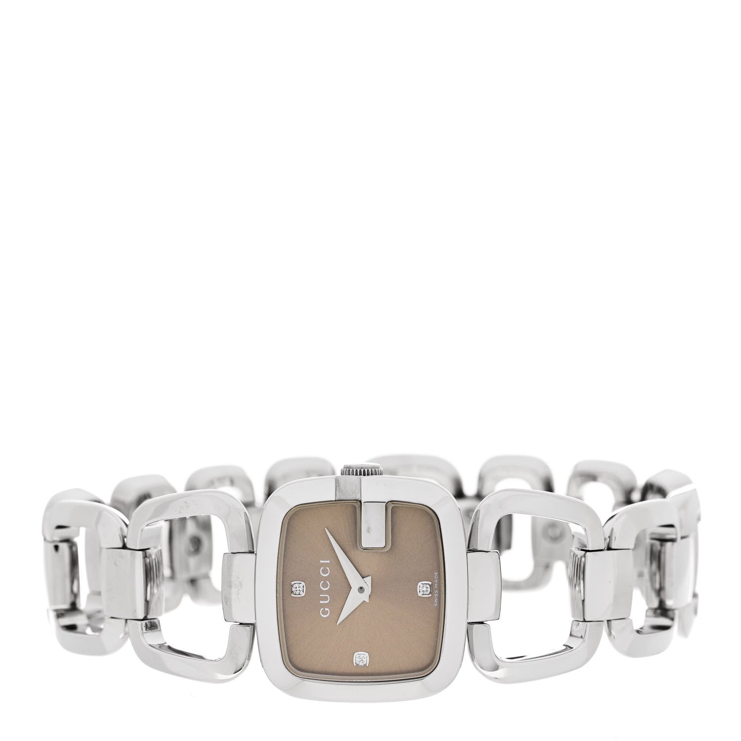 Gucci Stainless Steel Diamond 24mm G-Gucci Square Quartz Watch Brown 2 of 4