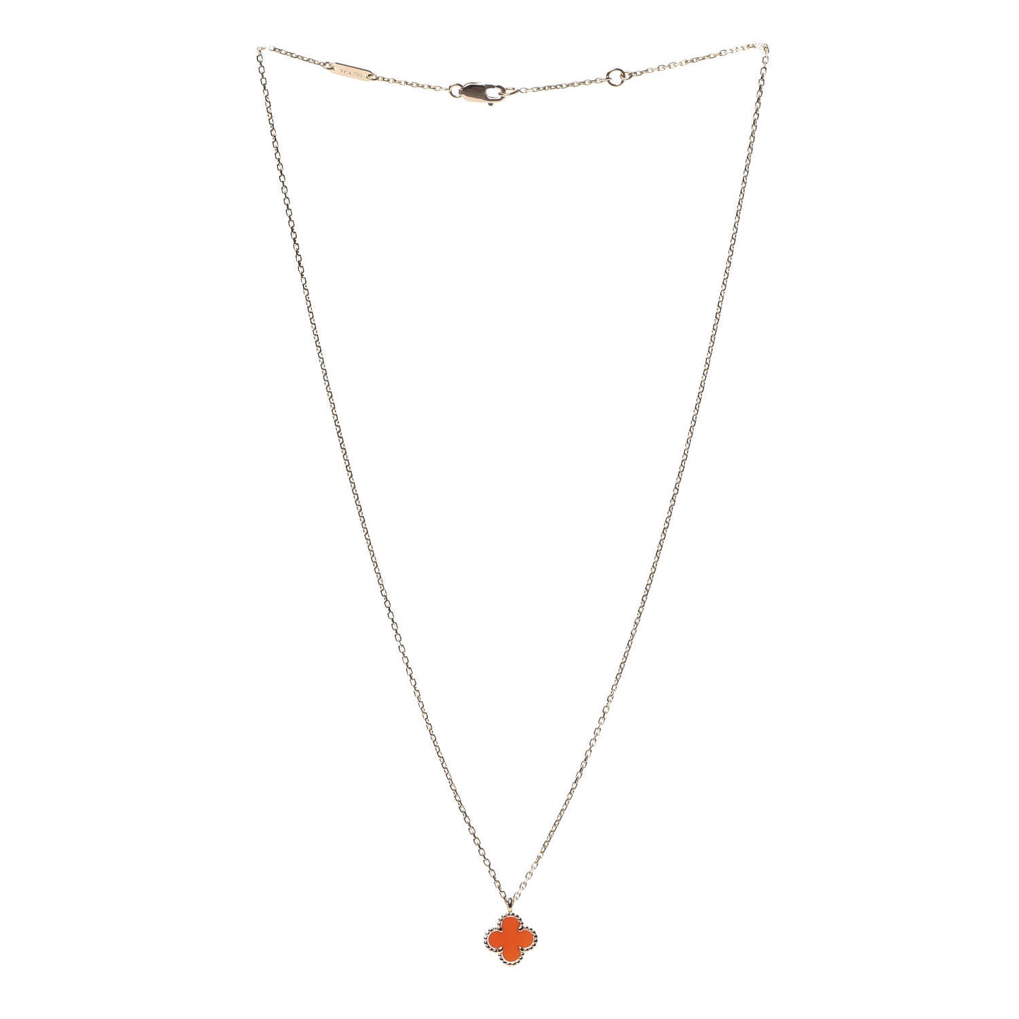 18K Rose Gold Carnelian Sweet Alhambra Pendant Necklace