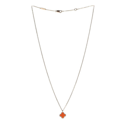 Van Cleef & Arpels 18K Rose Gold Carnelian Sweet Alhambra Pendant Necklace 3 of 6